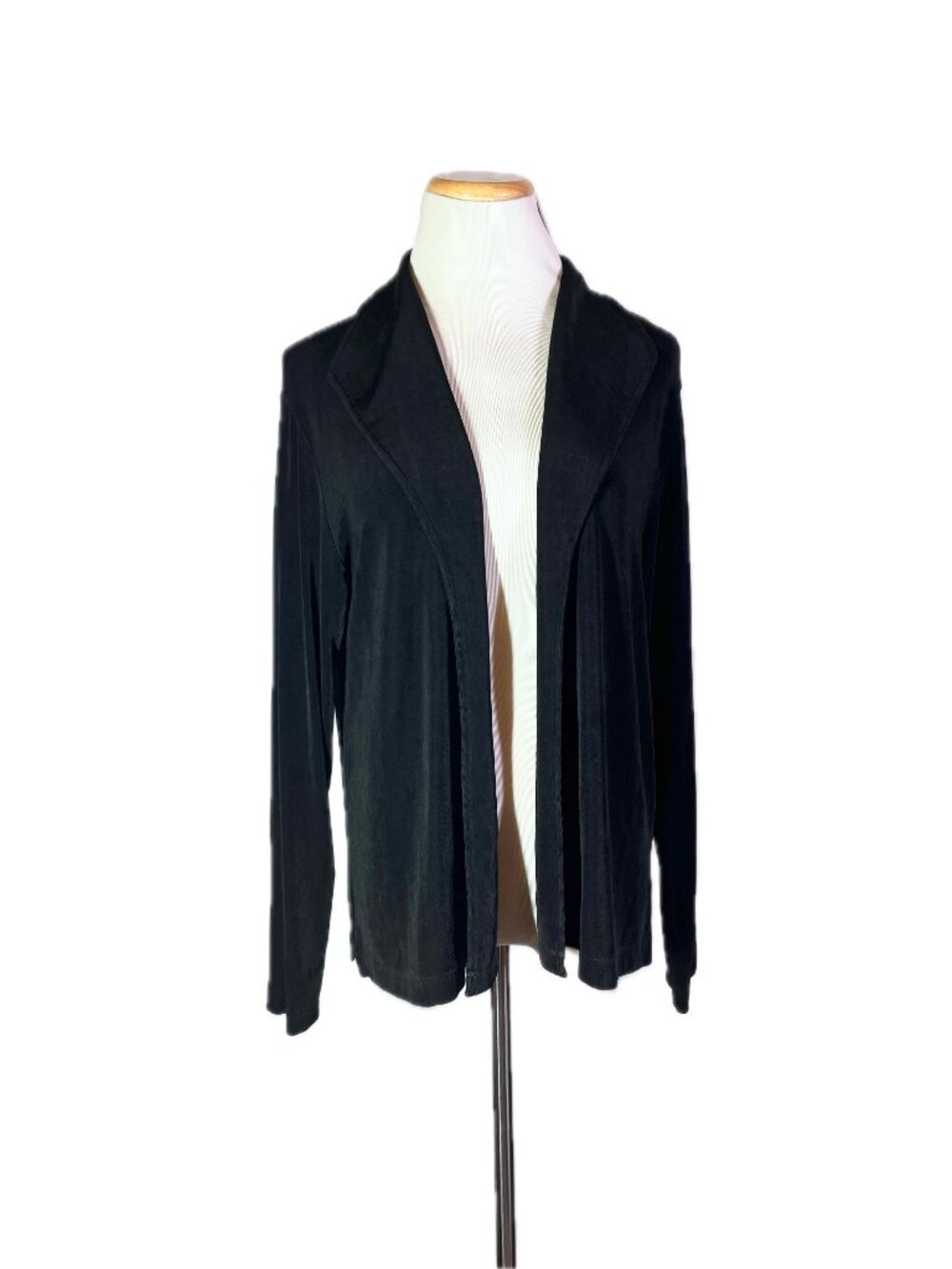Chico's Travelers Size 2 (L) Black Slinky Knit Open-Front Cardigan Jacket